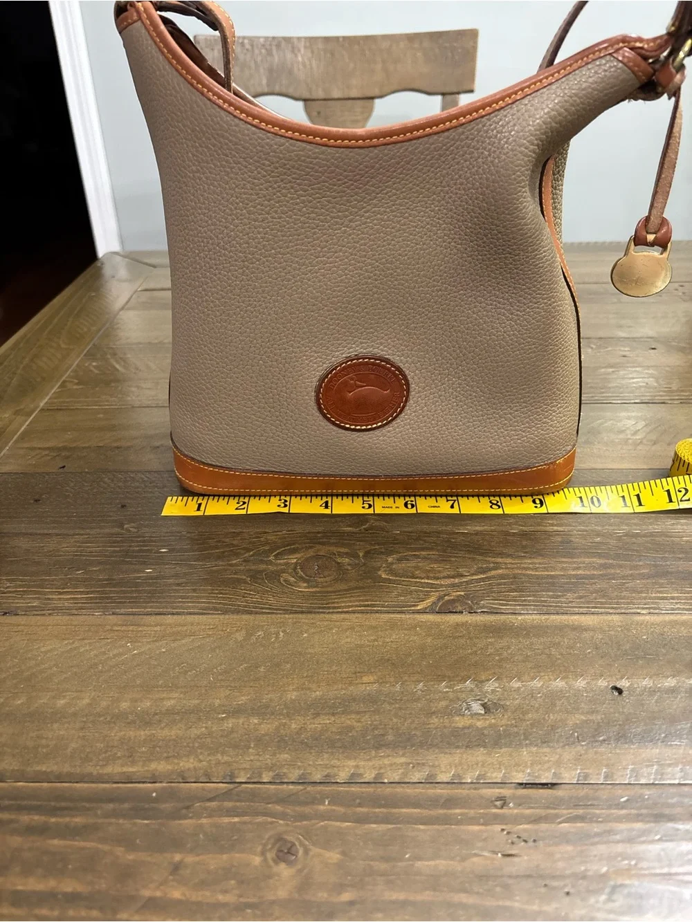 Dooney & Bourke Vintage Taupe Pebbled Leather Hobo Bag